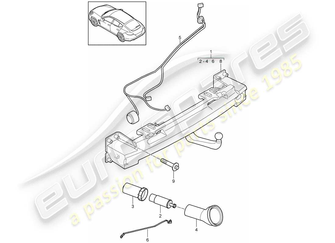 porsche 2013 (panamera 970) tow hitch part diagram
