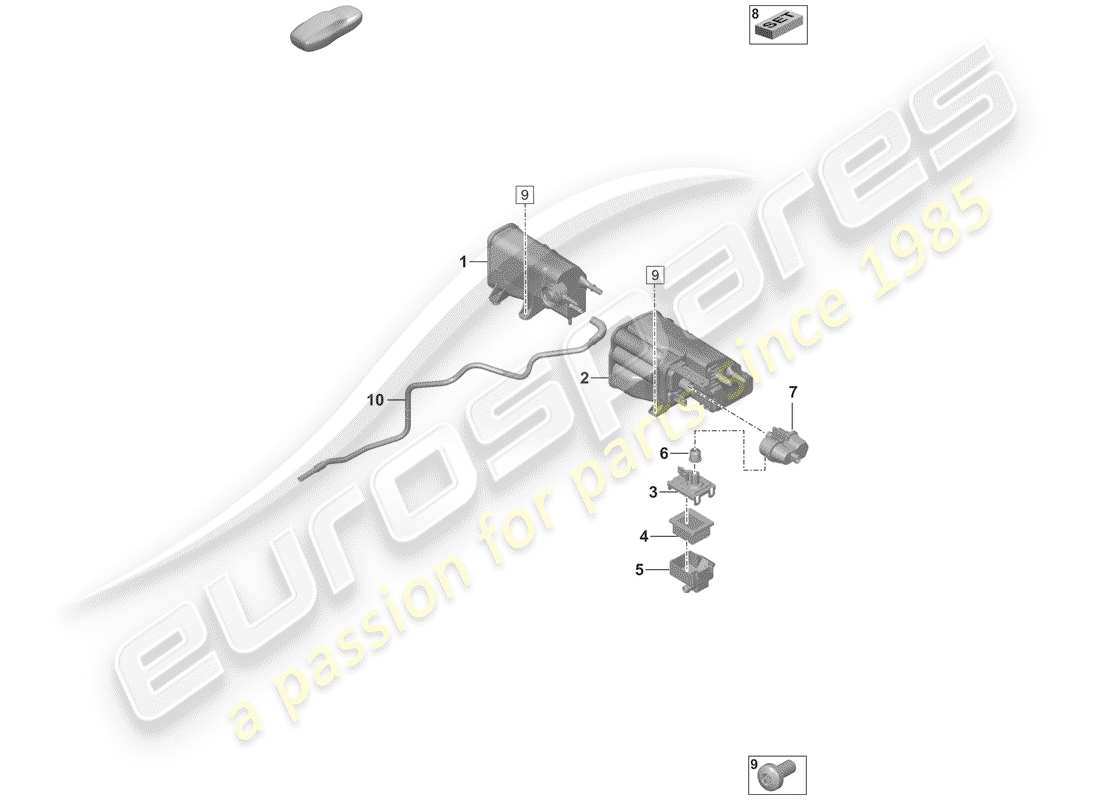 porsche 2020 (992-1) evaporative emission canister parts diagram