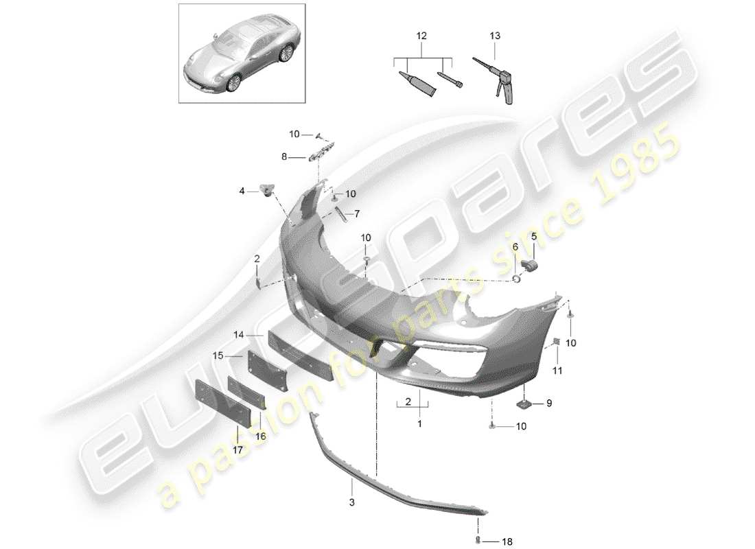 porsche 2019 (991-2) bumper part diagram