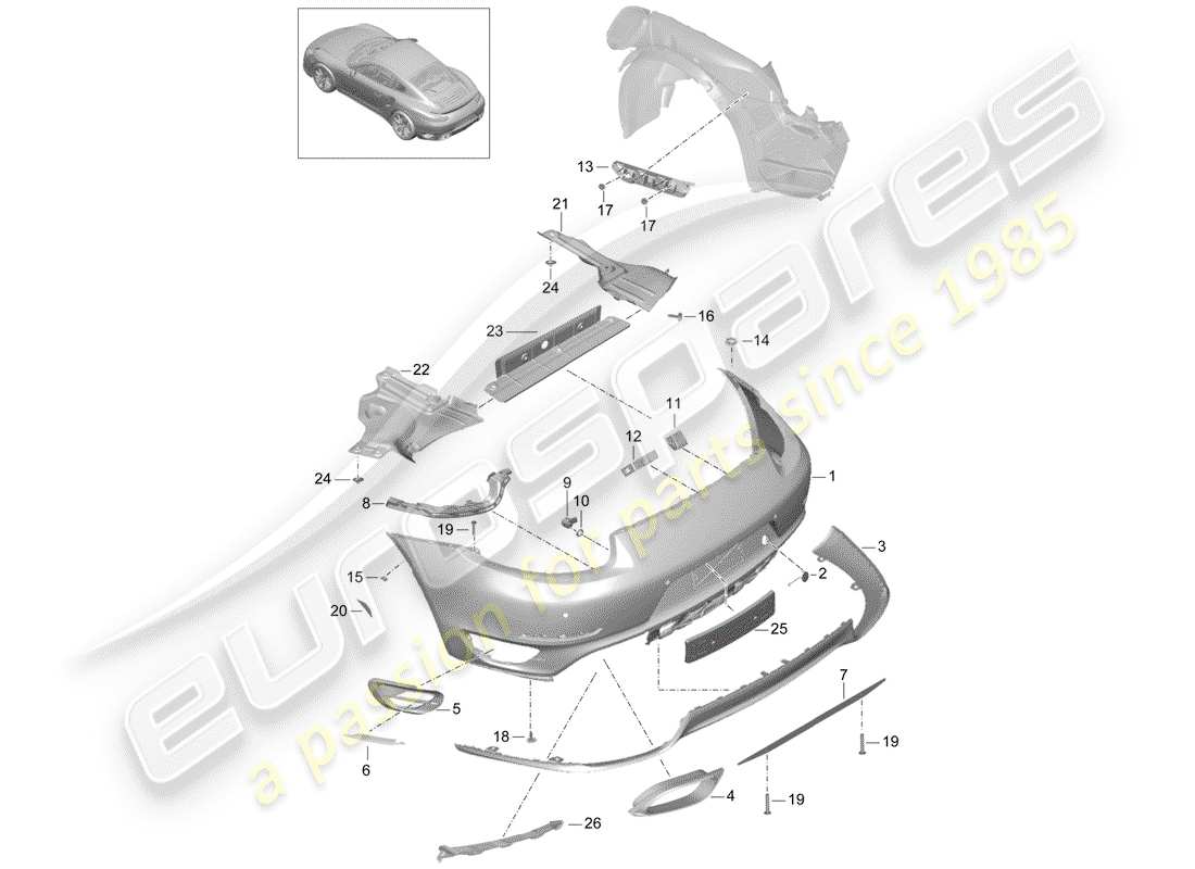 porsche 991 turbo (2020) bumper parts diagram
