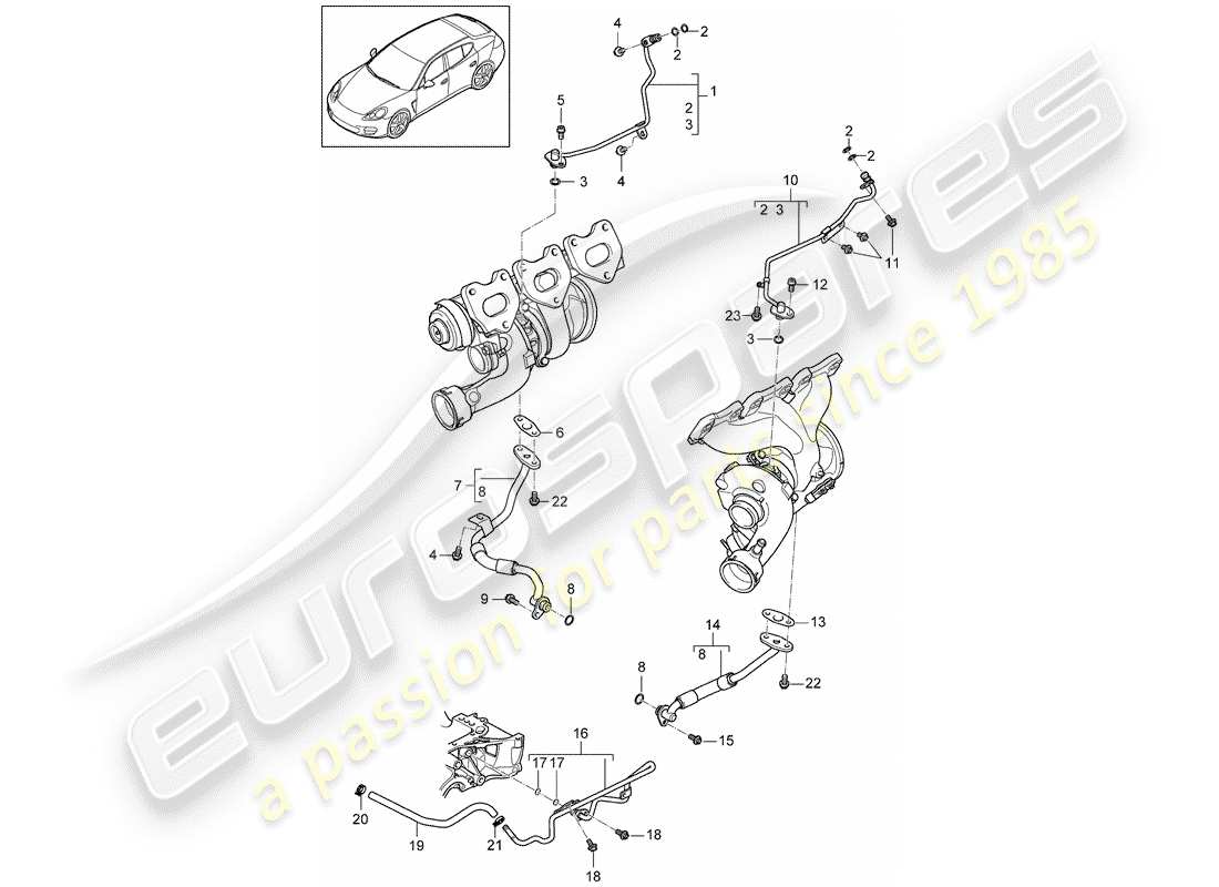 porsche 2012 (panamera 970) oil pipe part diagram