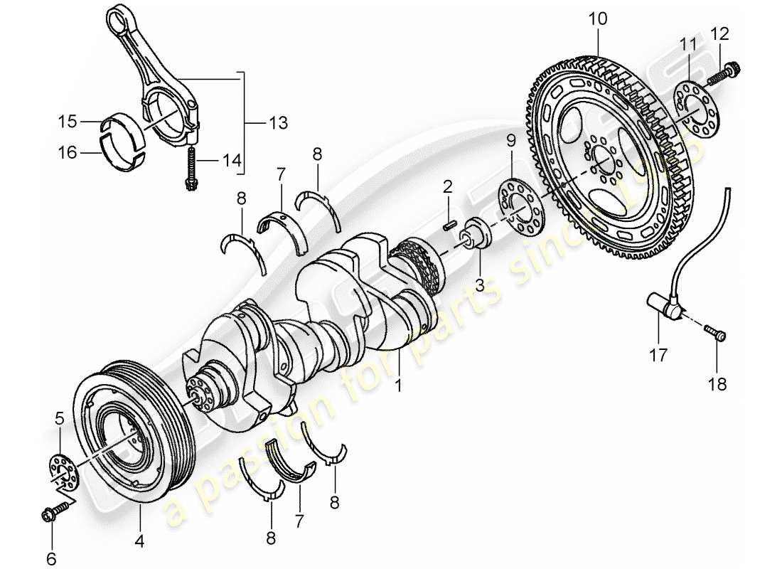 porsche cayenne (2007) crankshaft part diagram