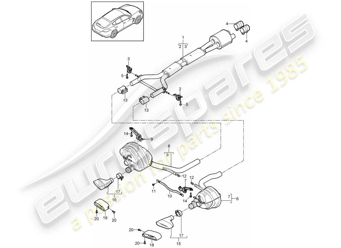 porsche 2012 (panamera 970) exhaust system part diagram