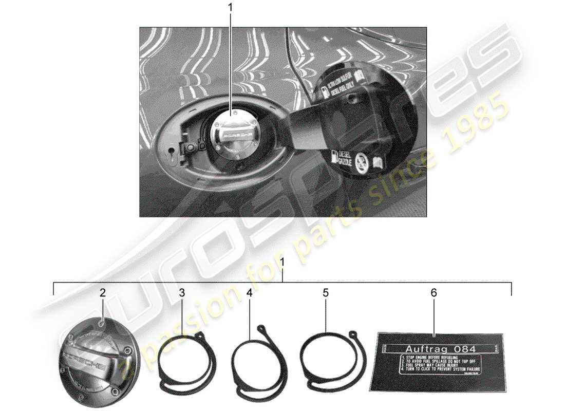 porsche 2016 (tequipment panamera) cap with retaining strap for part diagram