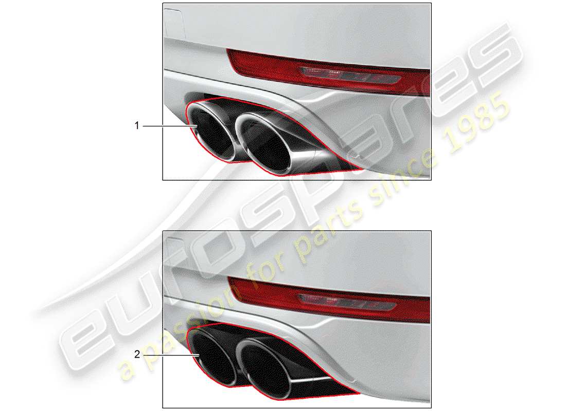 porsche 2017 (tequipment macan) tailpipe part diagram