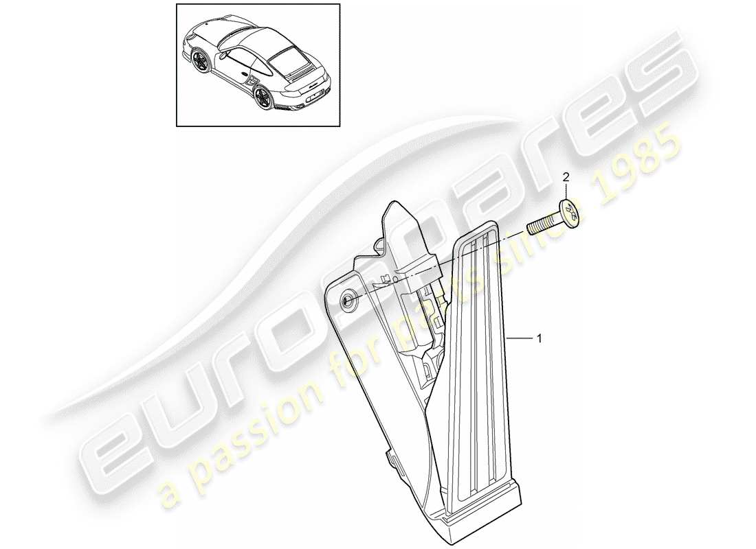porsche 911 t/gt2rs (2012) pedals part diagram