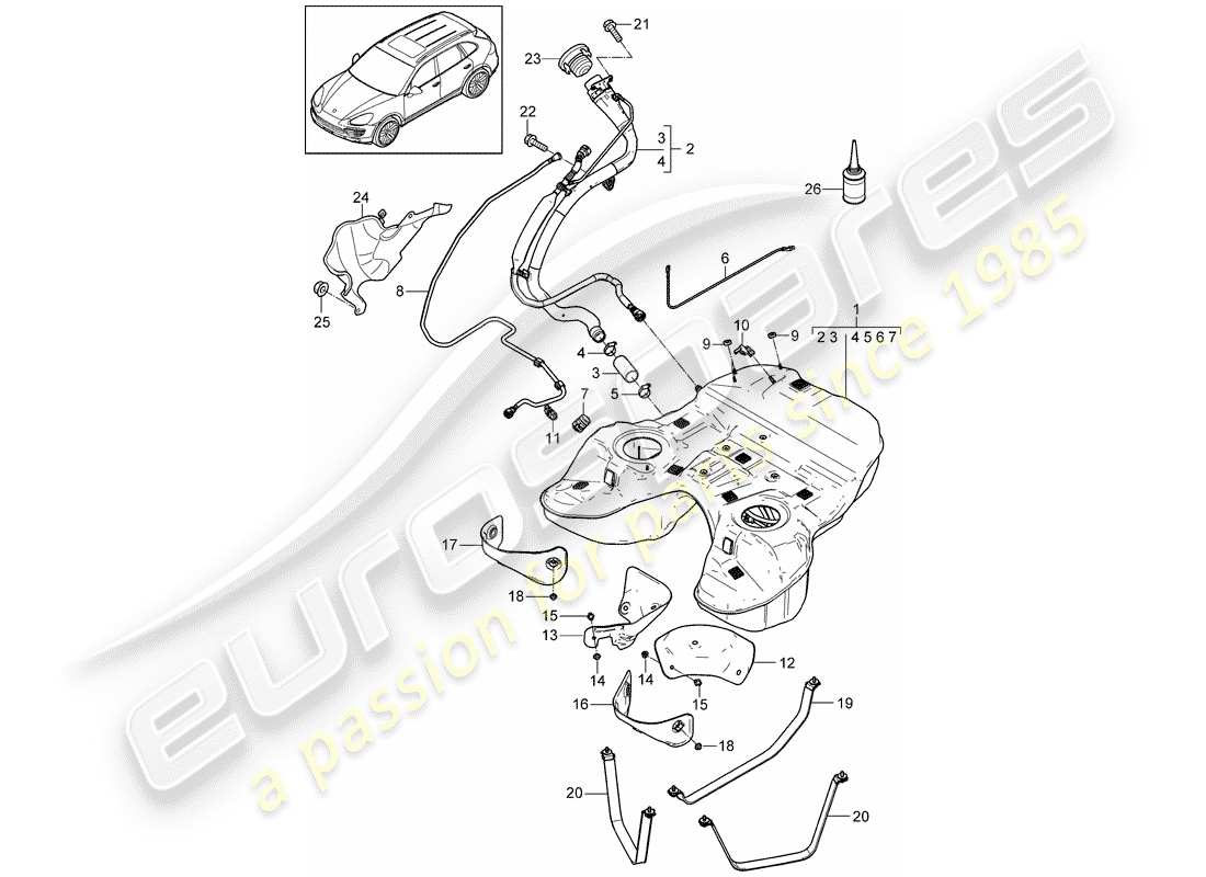 porsche cayenne e2 (2013) fuel tank part diagram