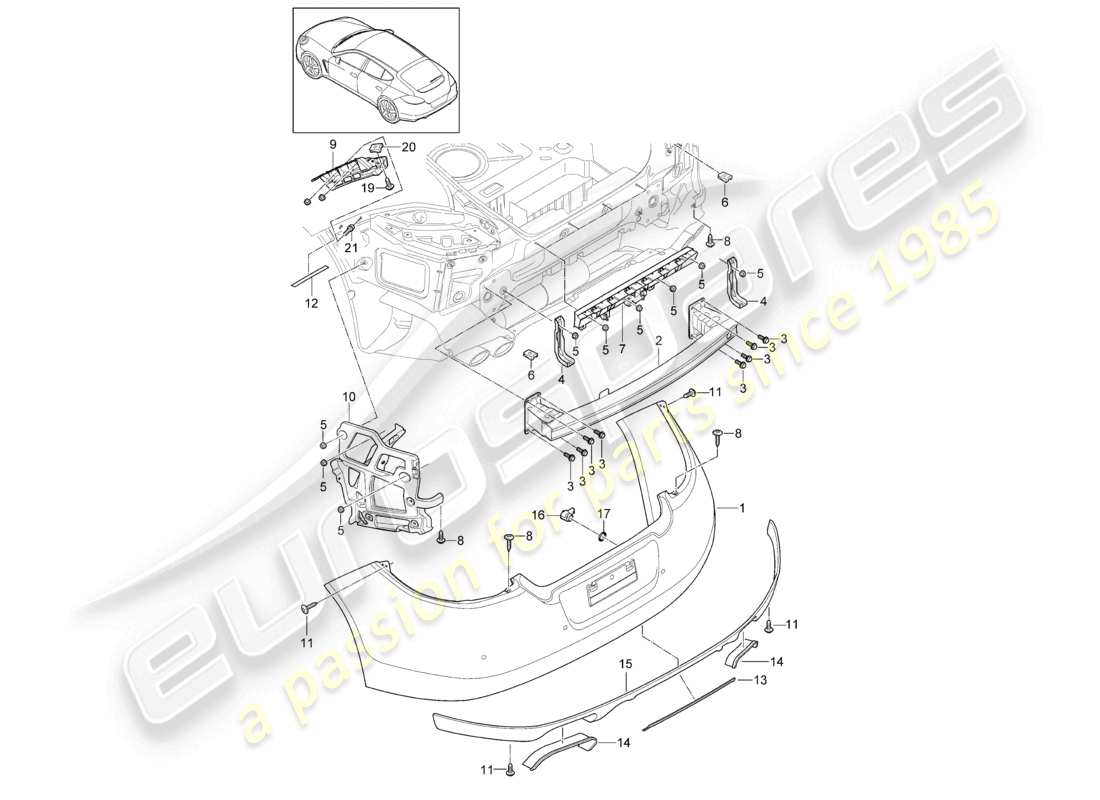 porsche 2012 (panamera 970) bumper rear d >>- mj 2013 parts diagram