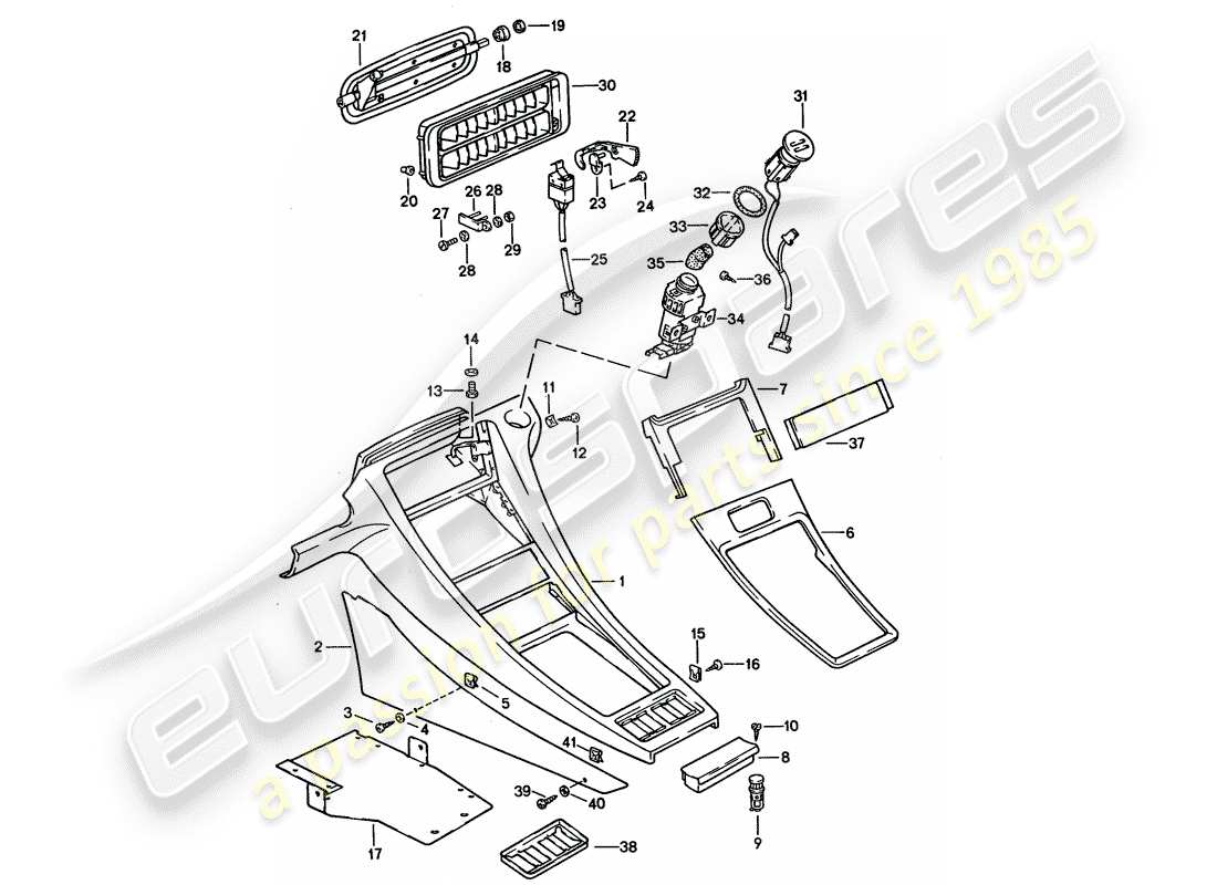 porsche 1993 (928) center console part diagram