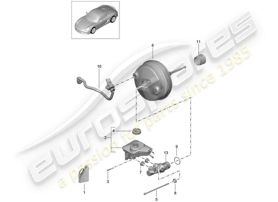 porsche 2016 (981 boxster spyder) brake master cylinder part diagram