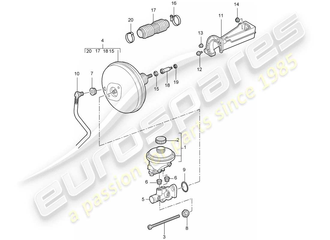 porsche 2007 (987 cayman) brake master cylinder part diagram