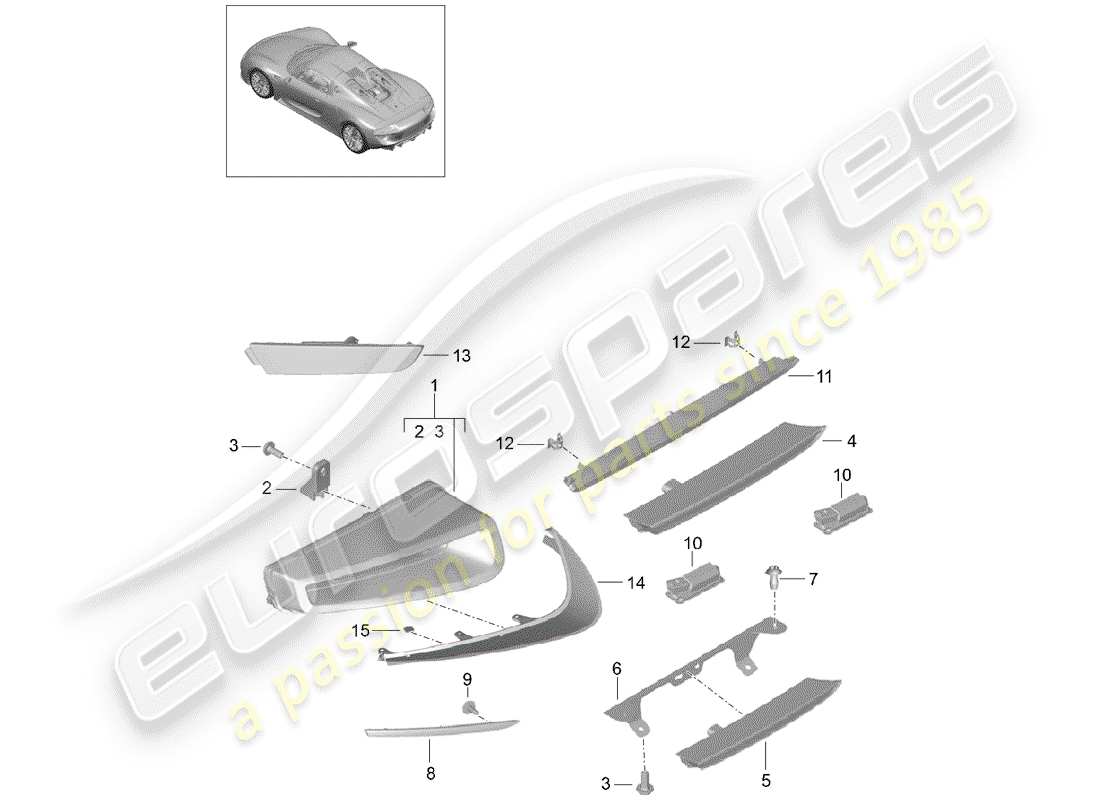 porsche 2015 (918 spyder) rear light part diagram