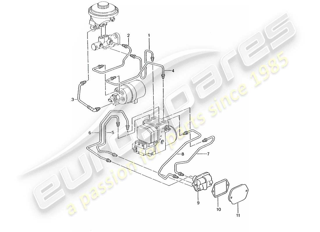 porsche 1997 (986 boxster) brake line - front end - d - mj 2001>> part diagram