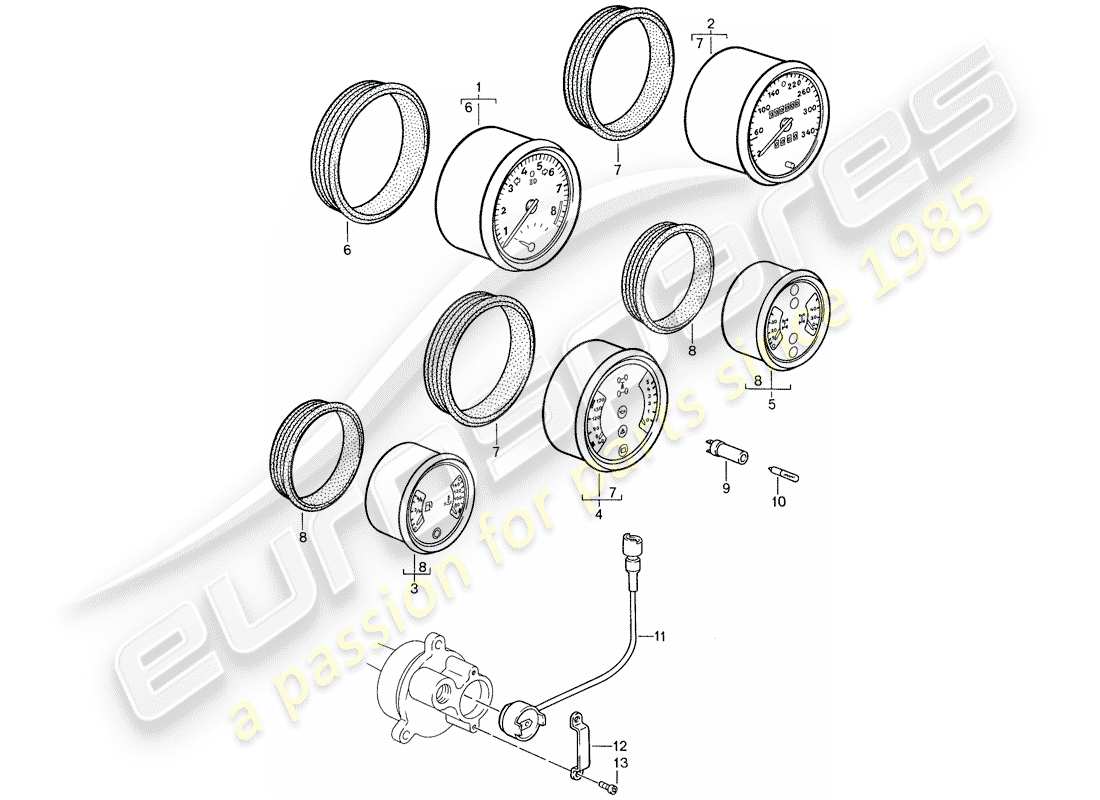porsche 1987 (959) instruments parts diagram