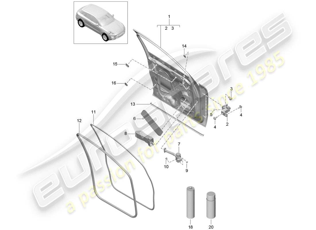 porsche 2018 (macan) door shell part diagram