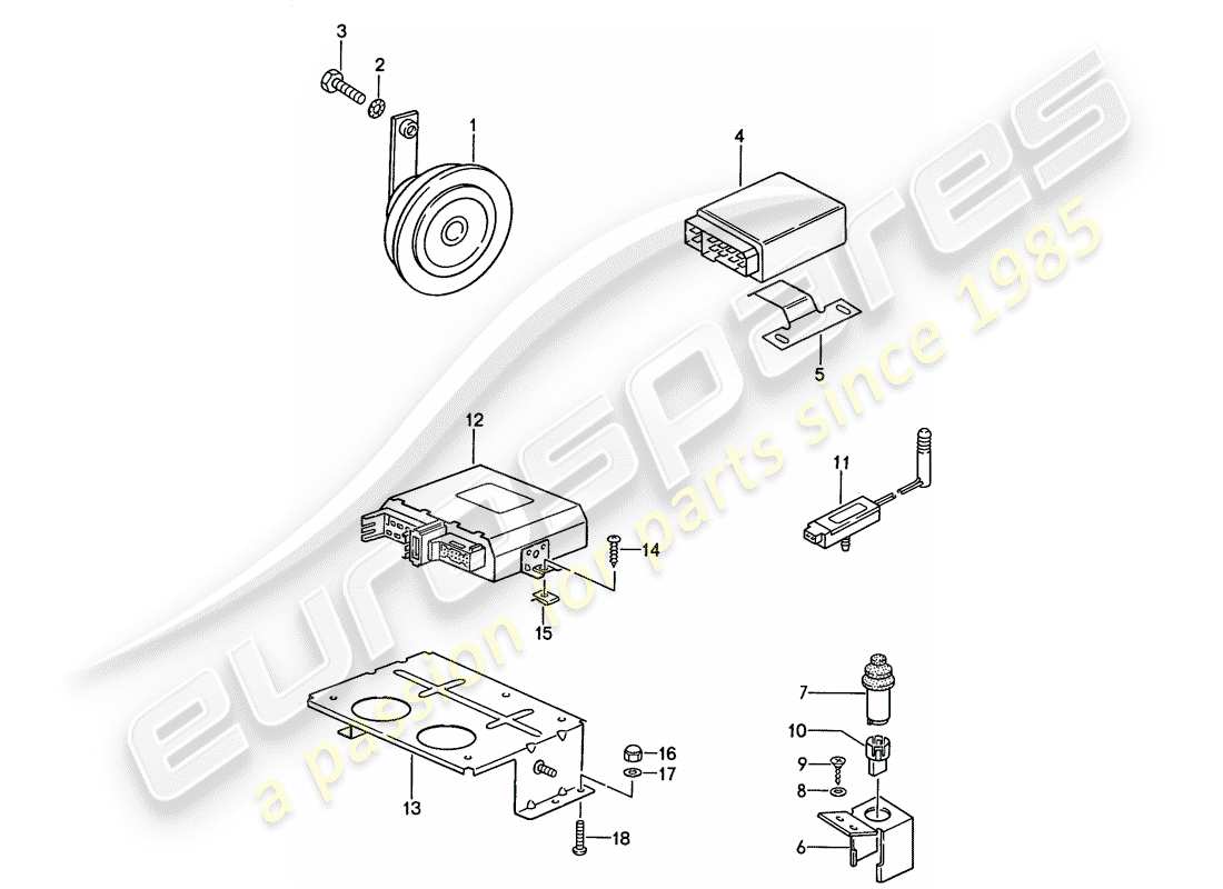 porsche 1991 (944) alarm system part diagram