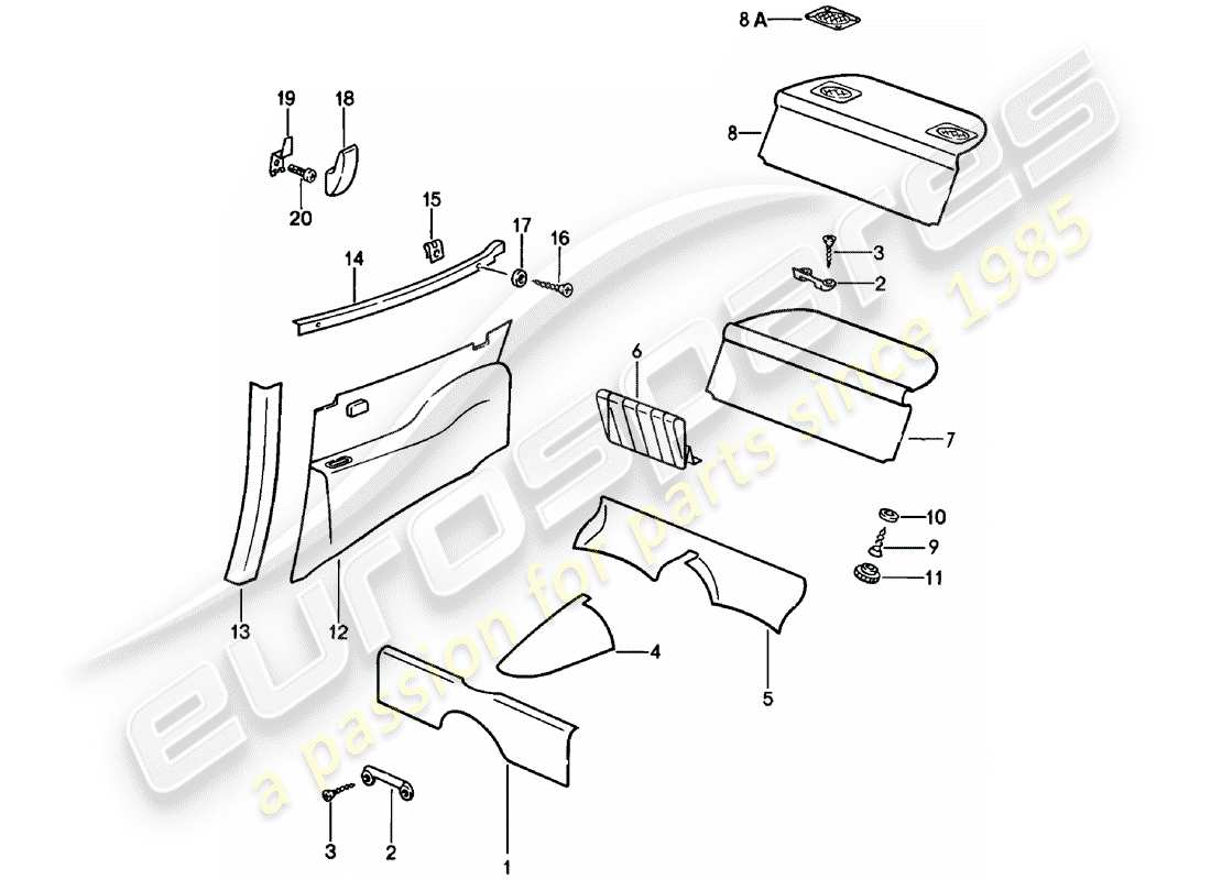 porsche 1983 (911) interior equipment part diagram