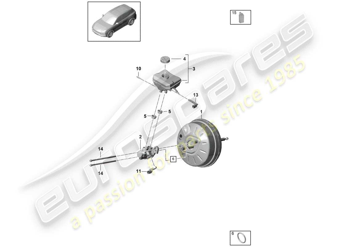 porsche 2019 (cayenne e3 9ya/9yb) brake master cylinder part diagram