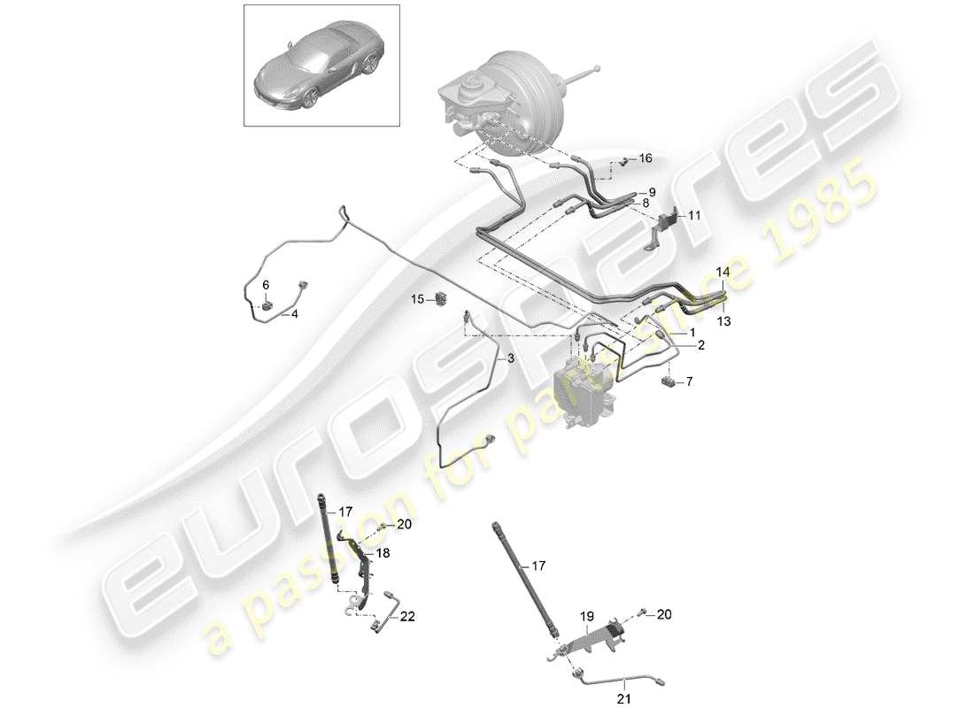 porsche 2016 (981 boxster) brake lines part diagram