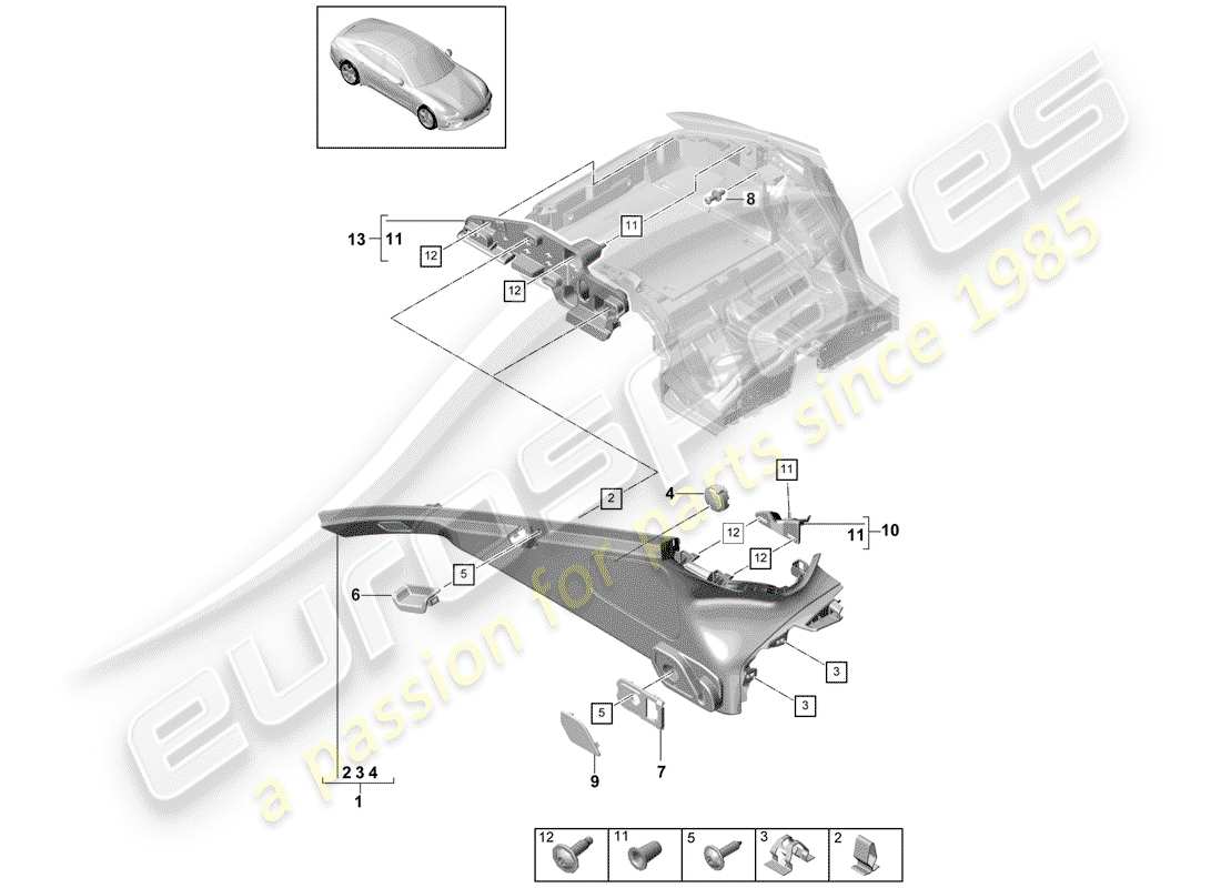 porsche 2020 (panamera 971-1) trims part diagram