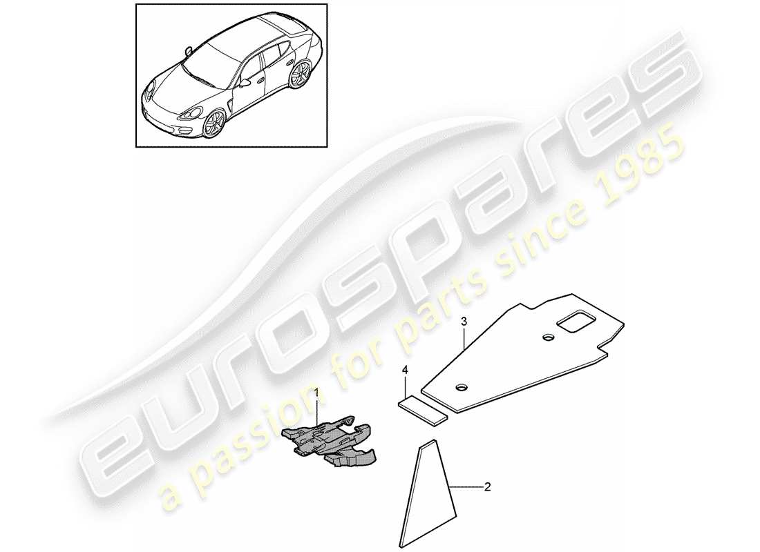 porsche panamera 970 (2016) sound absorber parts diagram