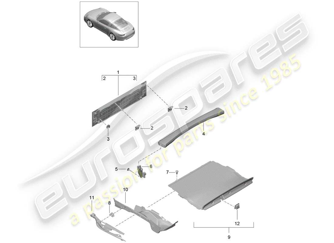 porsche 2014 (991-1) lining part diagram