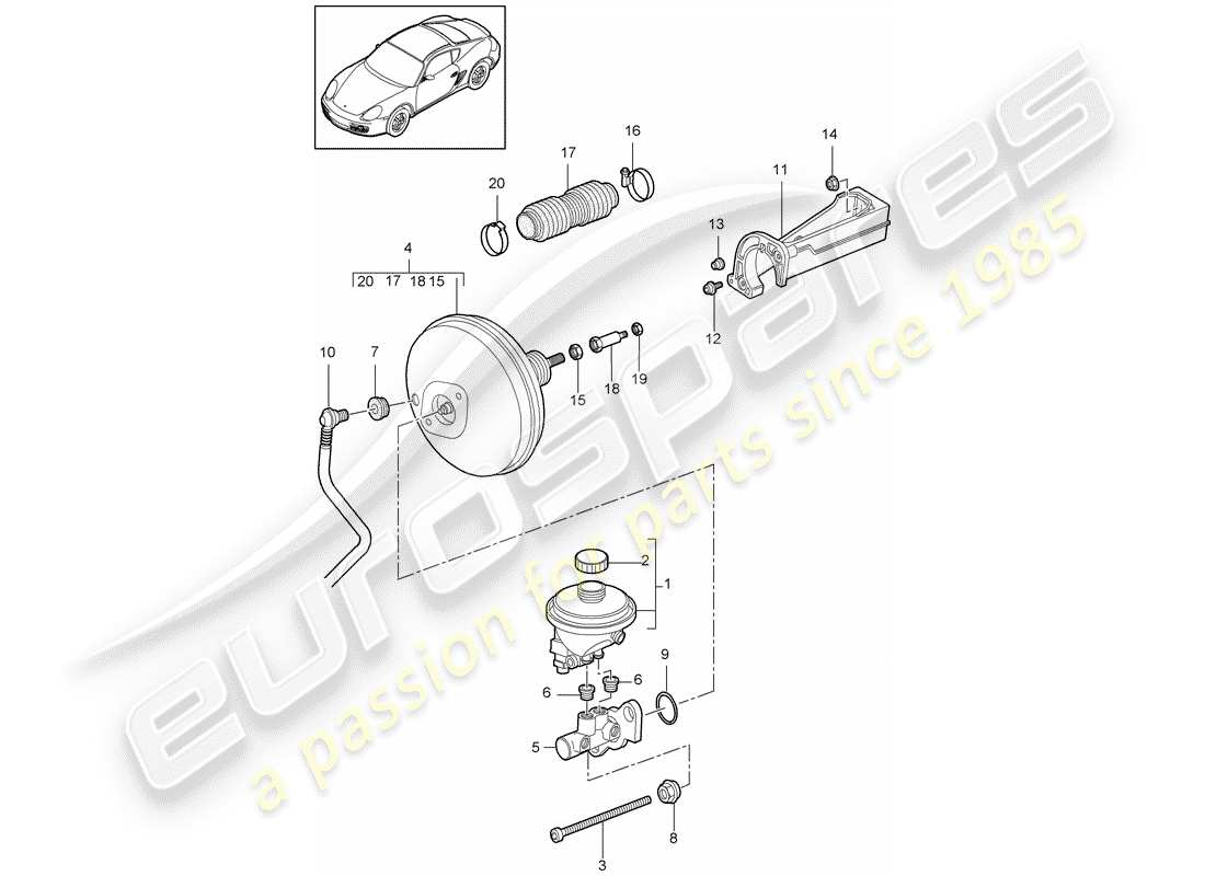 porsche 2010 (987 cayman) brake master cylinder part diagram