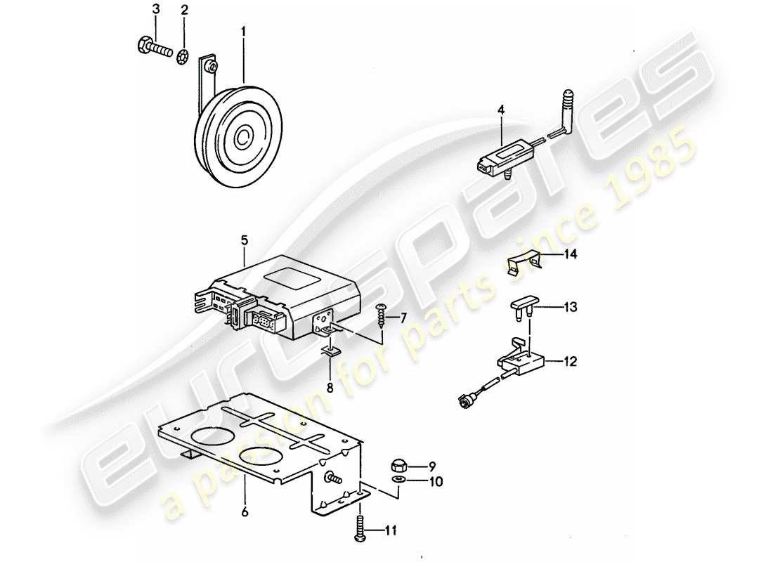 porsche 1994 (968) alarm system part diagram