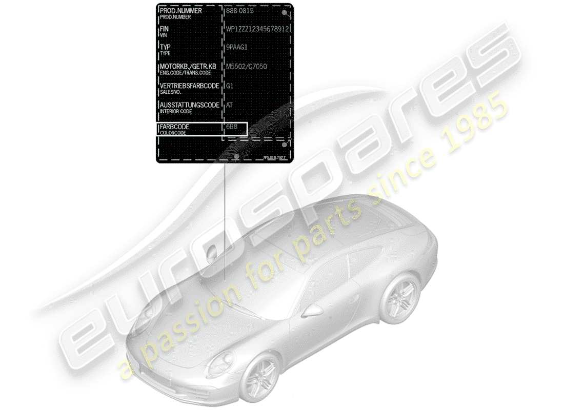 porsche 2013 (991-1) paint touch-up stick part diagram