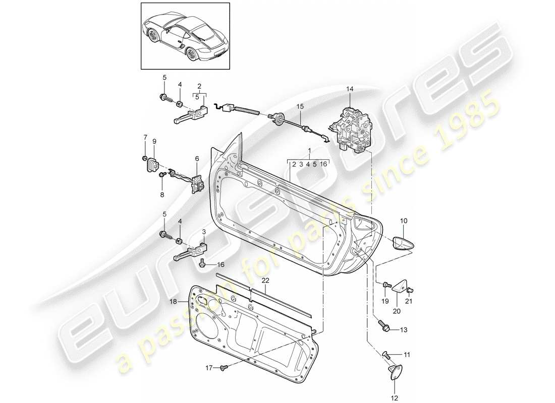 porsche 2011 (987 cayman) door shell part diagram