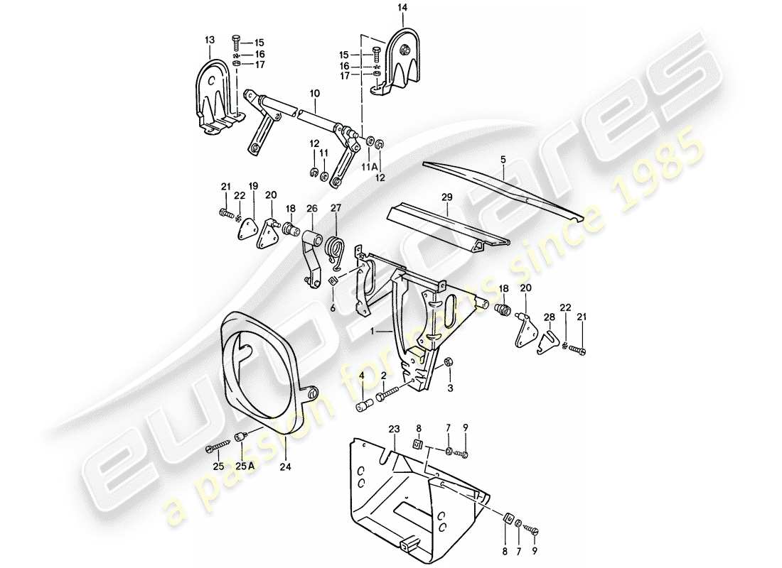 porsche 1982 (944) pop-up headlight parts diagram