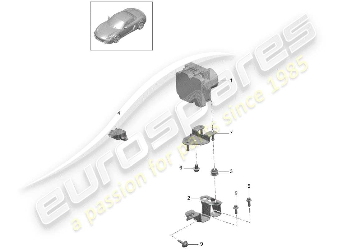 porsche 2013 (981 boxster) hydraulic unit part diagram