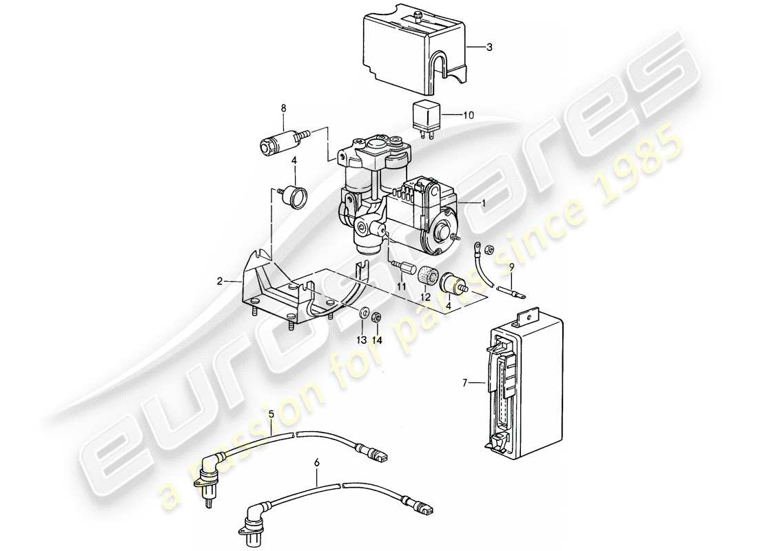 porsche 1992 (968) hydraulic unit - anti-locking brake syst. -abs- parts diagram