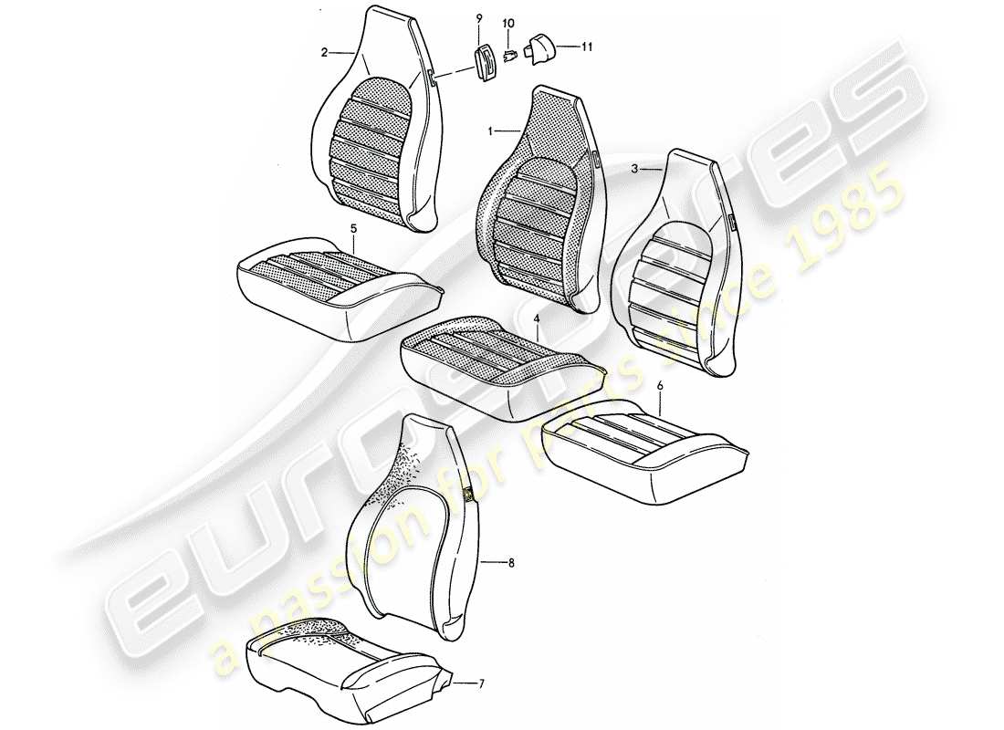 porsche 1994 (968) cloth part diagram