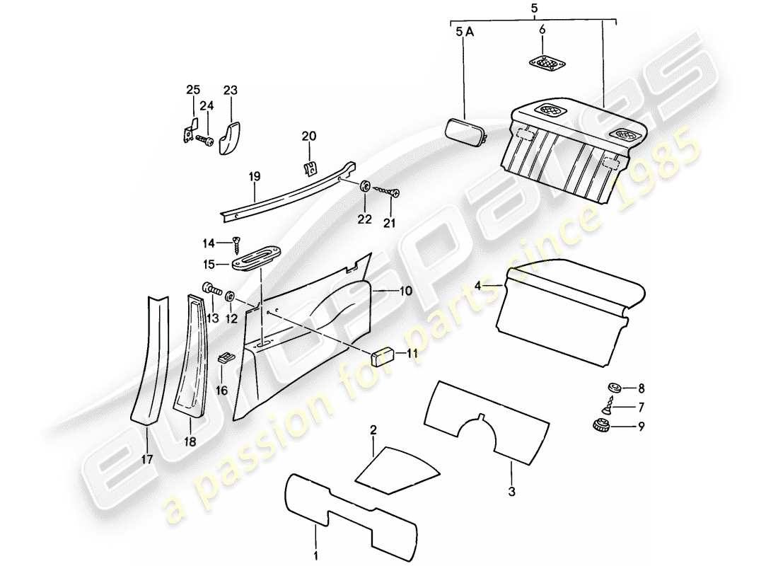 porsche 1986 (911) interior equipment part diagram