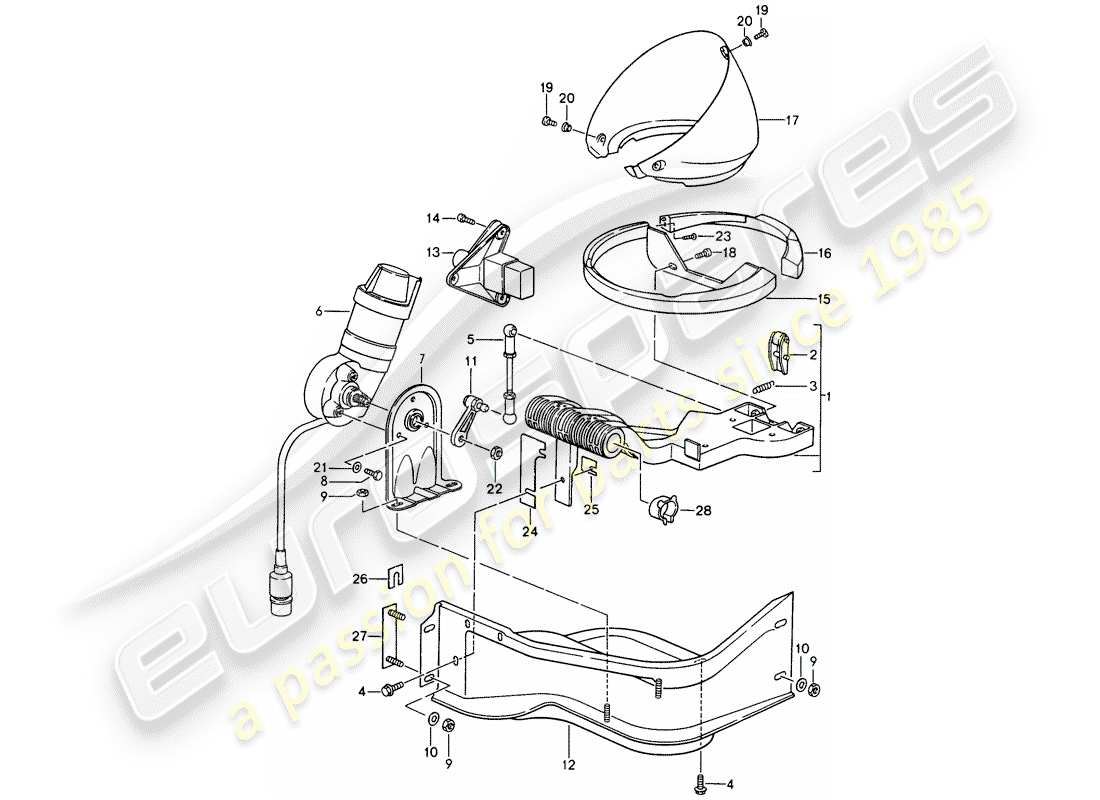 porsche 1994 (968) pop-up headlight part diagram