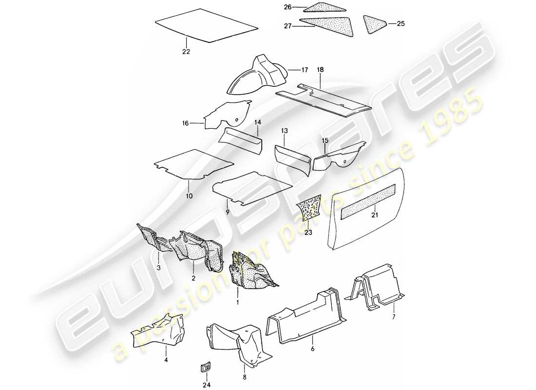 porsche 1994 (968) sound absorber part diagram