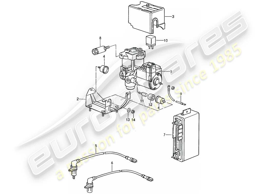 porsche 968 (1993) hydraulic unit - anti-locking brake syst. -abs- part diagram