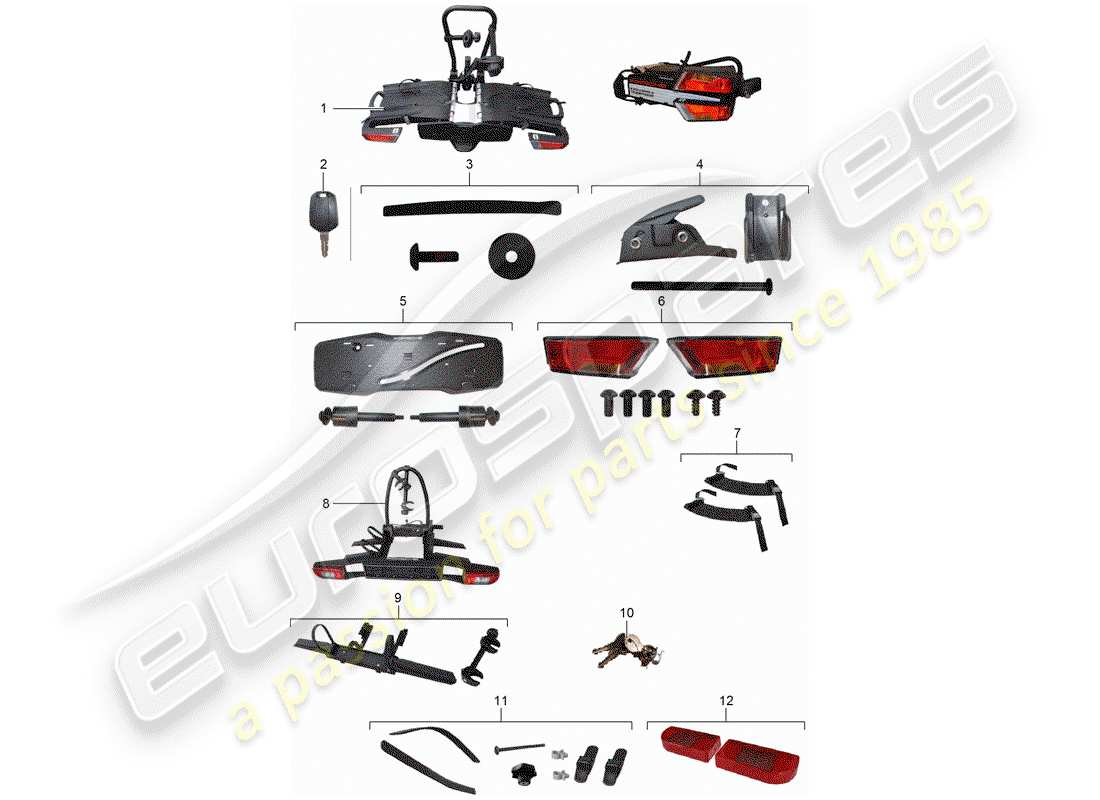 porsche tequipment panamera (2019) bike carrier for part diagram