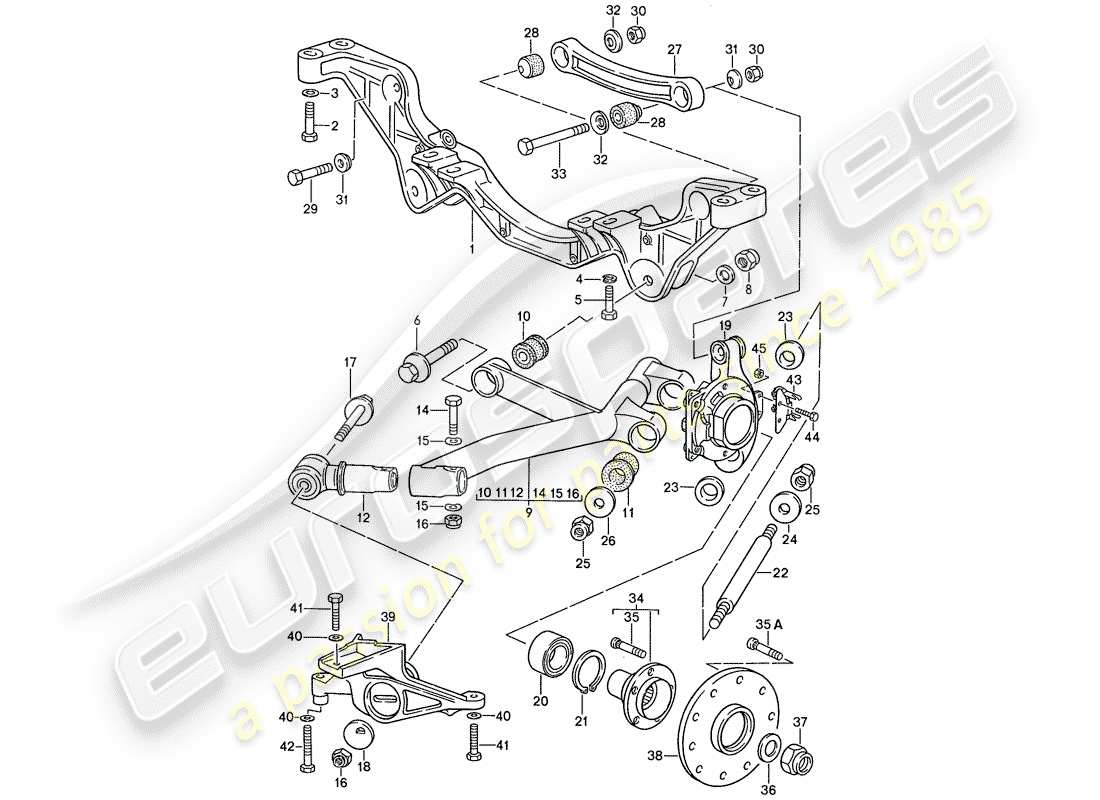 porsche 928 (1987) rear axle part diagram