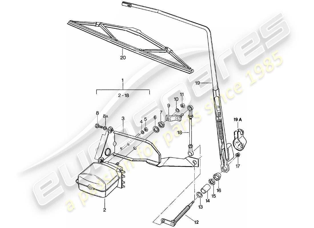 porsche 1979 (911) rear window wiper parts diagram