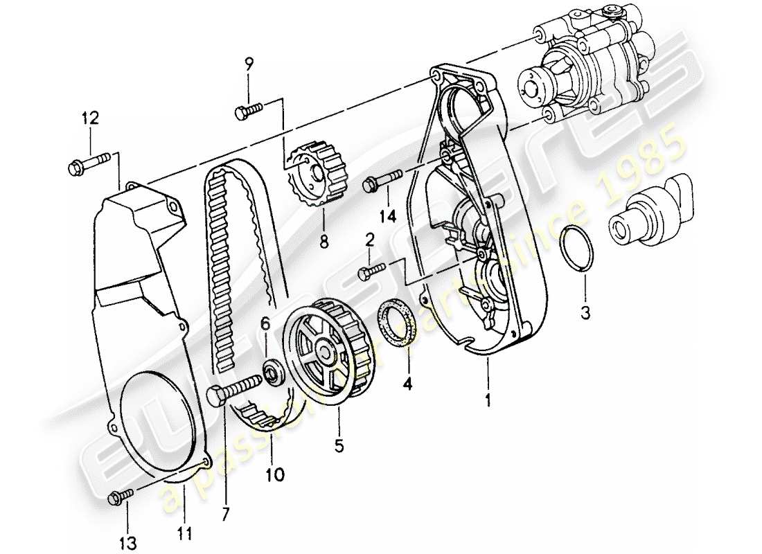 porsche 1998 (993) driving mechanism - power-steering pump parts diagram