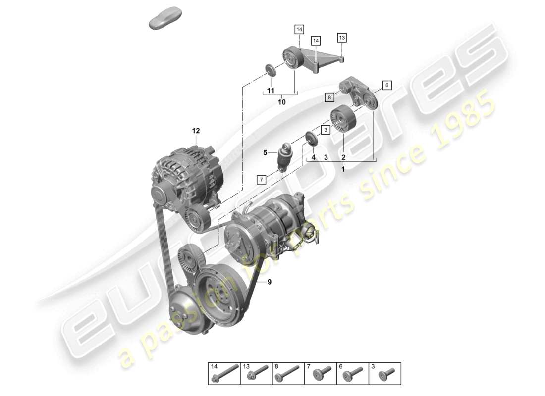 porsche 2018 (718 boxster) poly-v-belt belt tensioner damper parts diagram