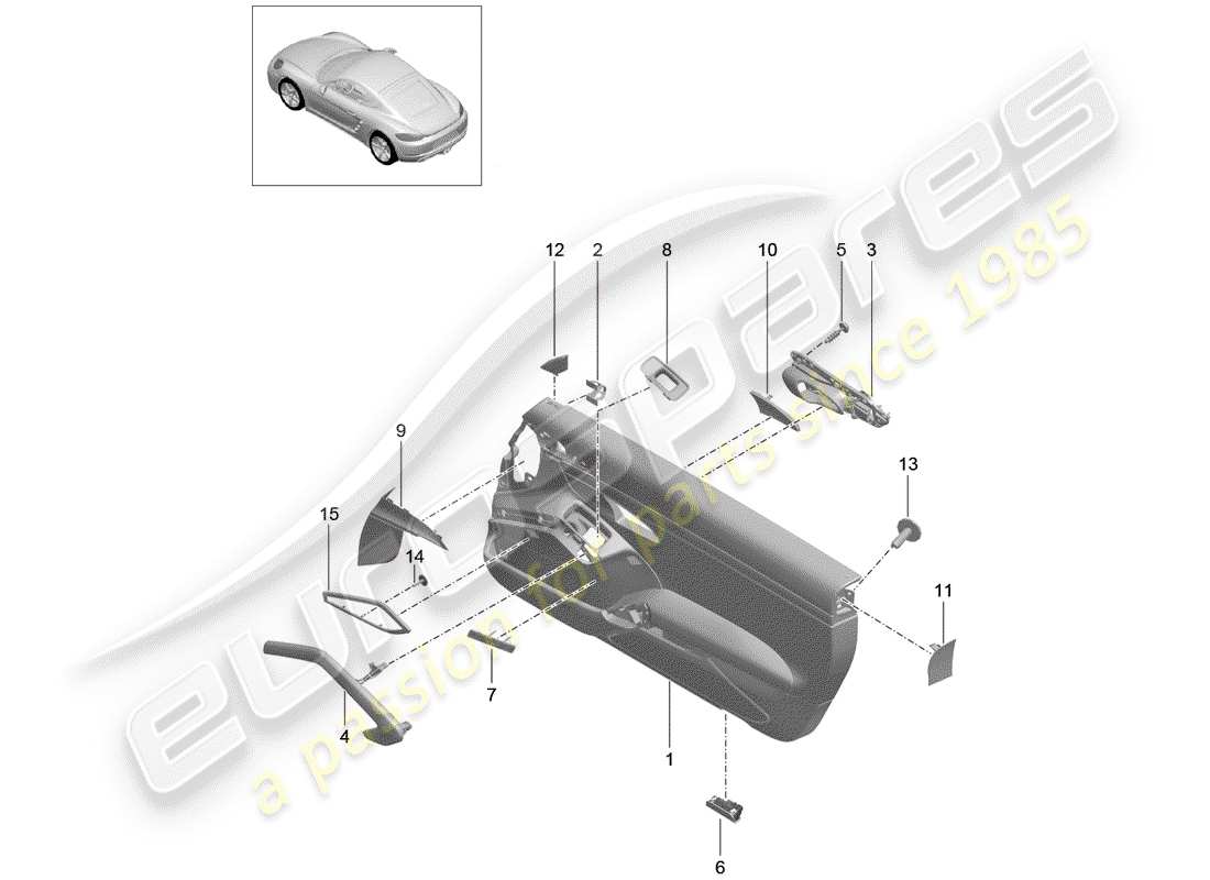 porsche 718 cayman (2018) door panel parts diagram