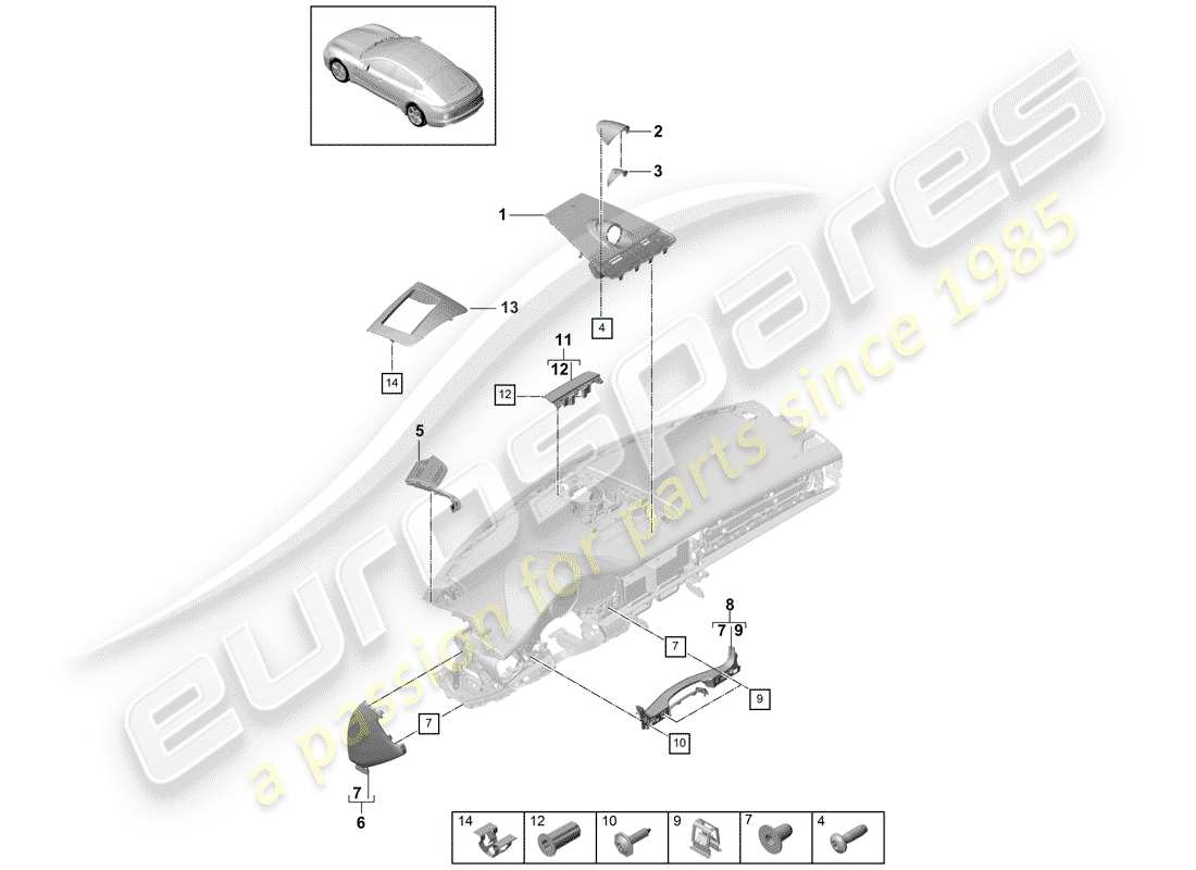 porsche 2019 (panamera 971-1) accessories part diagram