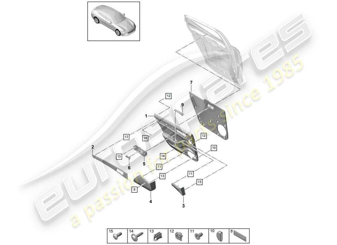 porsche 2020 (panamera 971-1) door panel part diagram