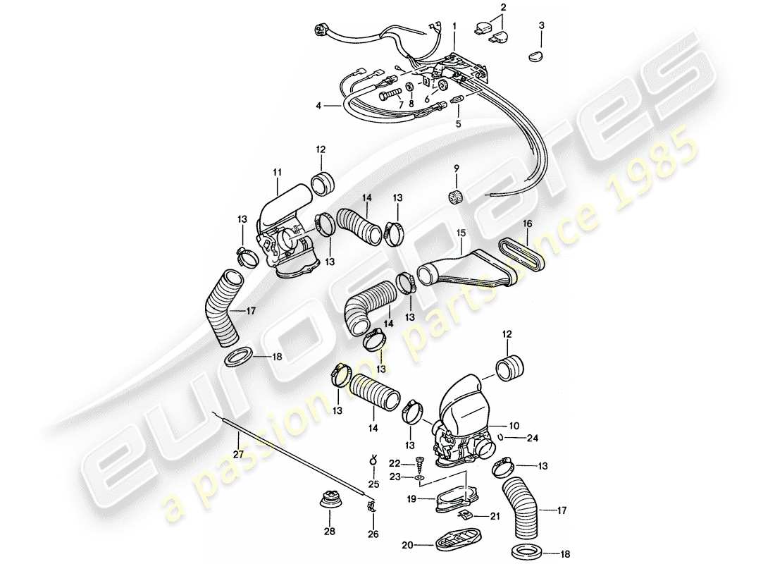 porsche 1988 (911) ventilation - heating system 2 part diagram