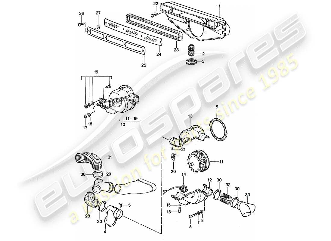 porsche 911 (1989) ventilation - heating system 1 part diagram