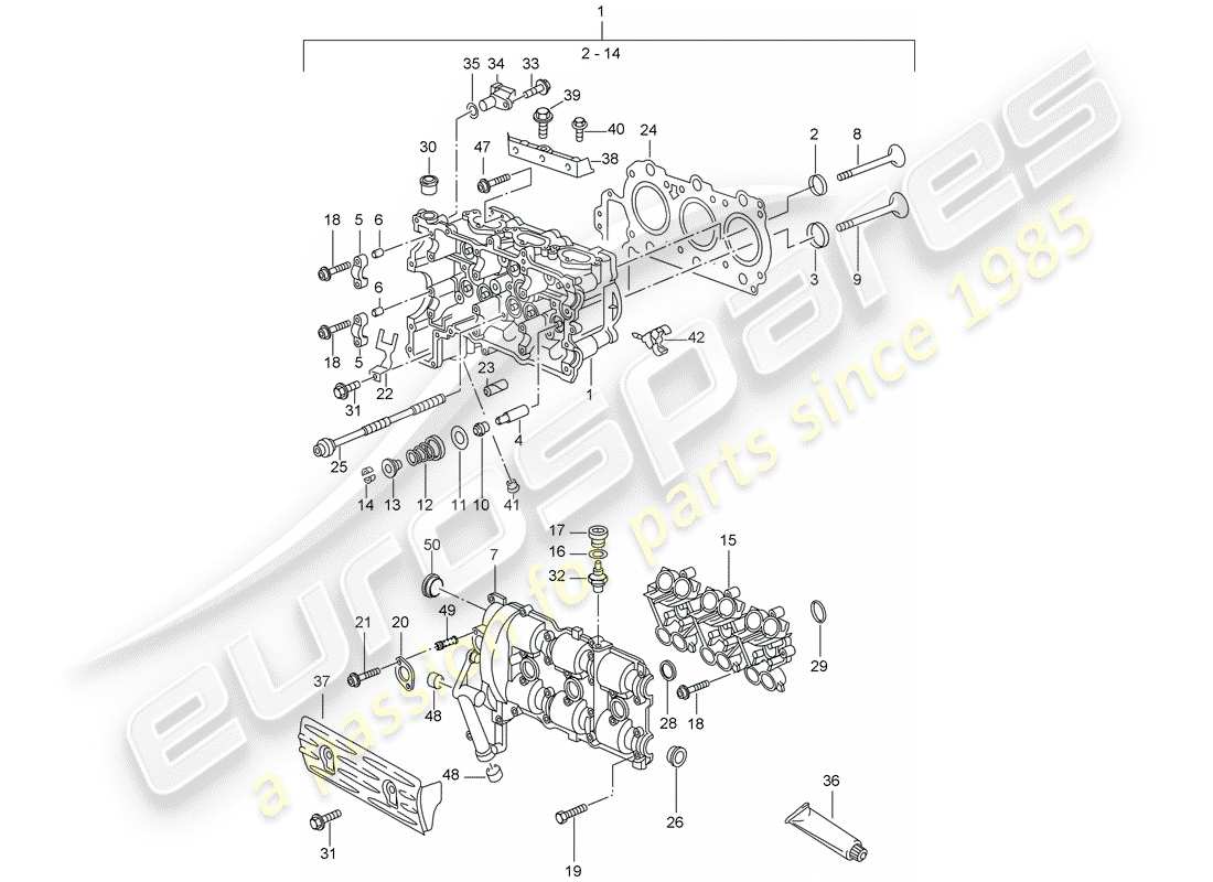 porsche 2004 (996) cylinder head - d - mj 2002>> part diagram