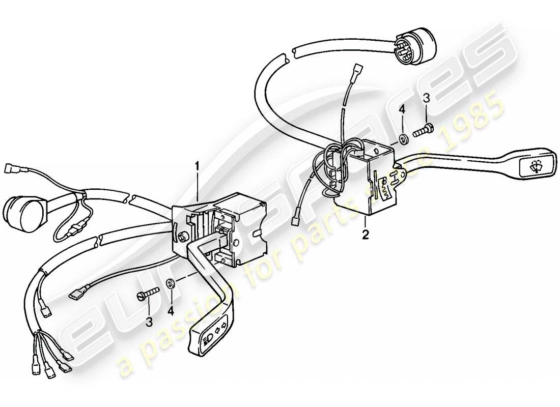 porsche 911 (1988) steering column switch part diagram